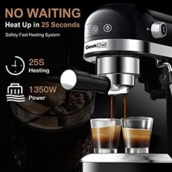 Geek Chef Espresso Machine 20 Bar Pump Pressure Cappuccino latte Maker - Picture 4 of 9